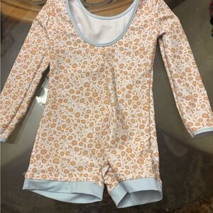 SweetHoney Floral Bodysuit with Blue Trim